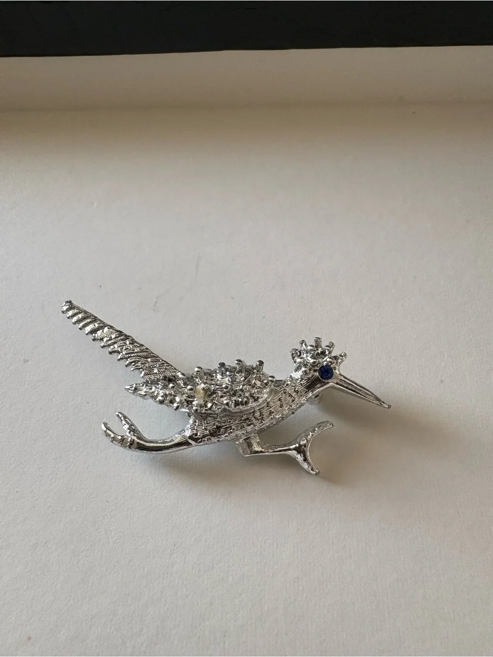 Vintage Silver Tone Roadrunner Bird Brooch